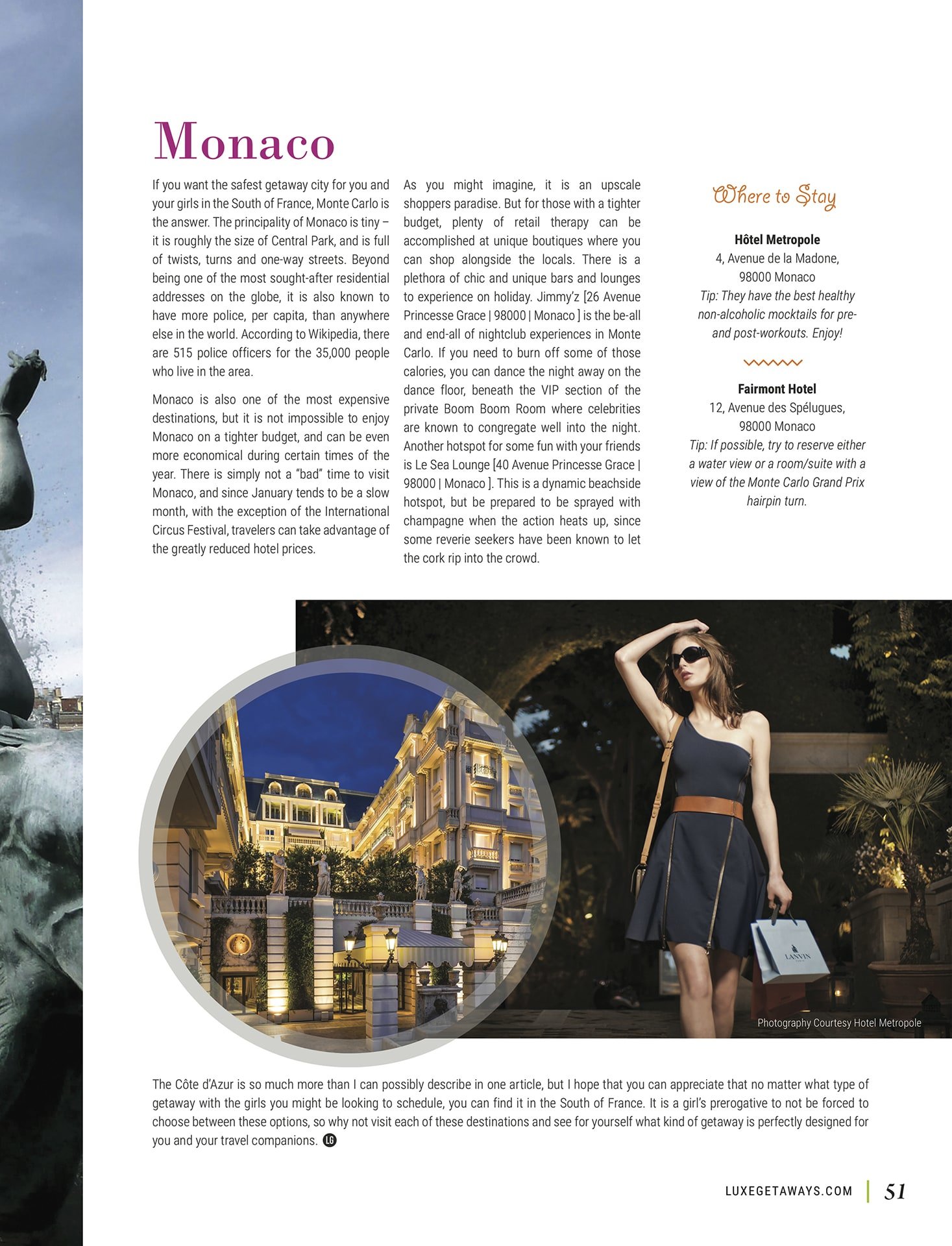 LuxeGetaways - Luxury Travel - Luxury Travel Magazine - Luxe Getaways - Luxury Lifestyle - Digital Travel Magazine - Travel Magazine - Girls Getaway to Cote d'Azur - Priscilla Pilon - Monaco Magazine Feature
