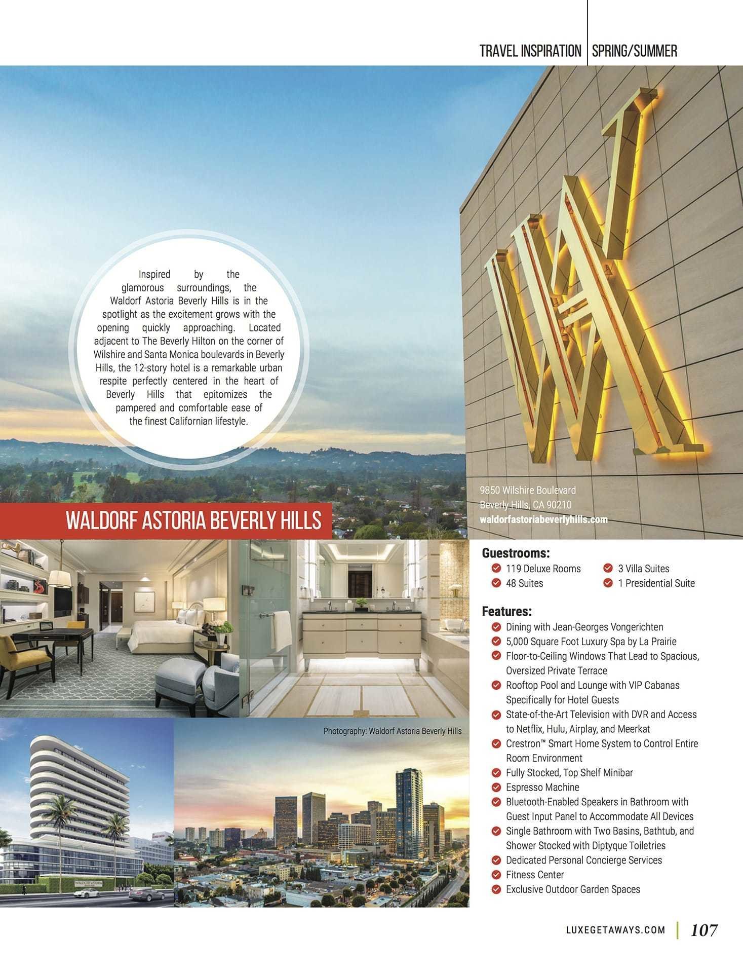 LuxeGetaways - Luxury Travel - Luxury Travel Magazine - New Hotels - Waldorf Astoria Beverly Hills
