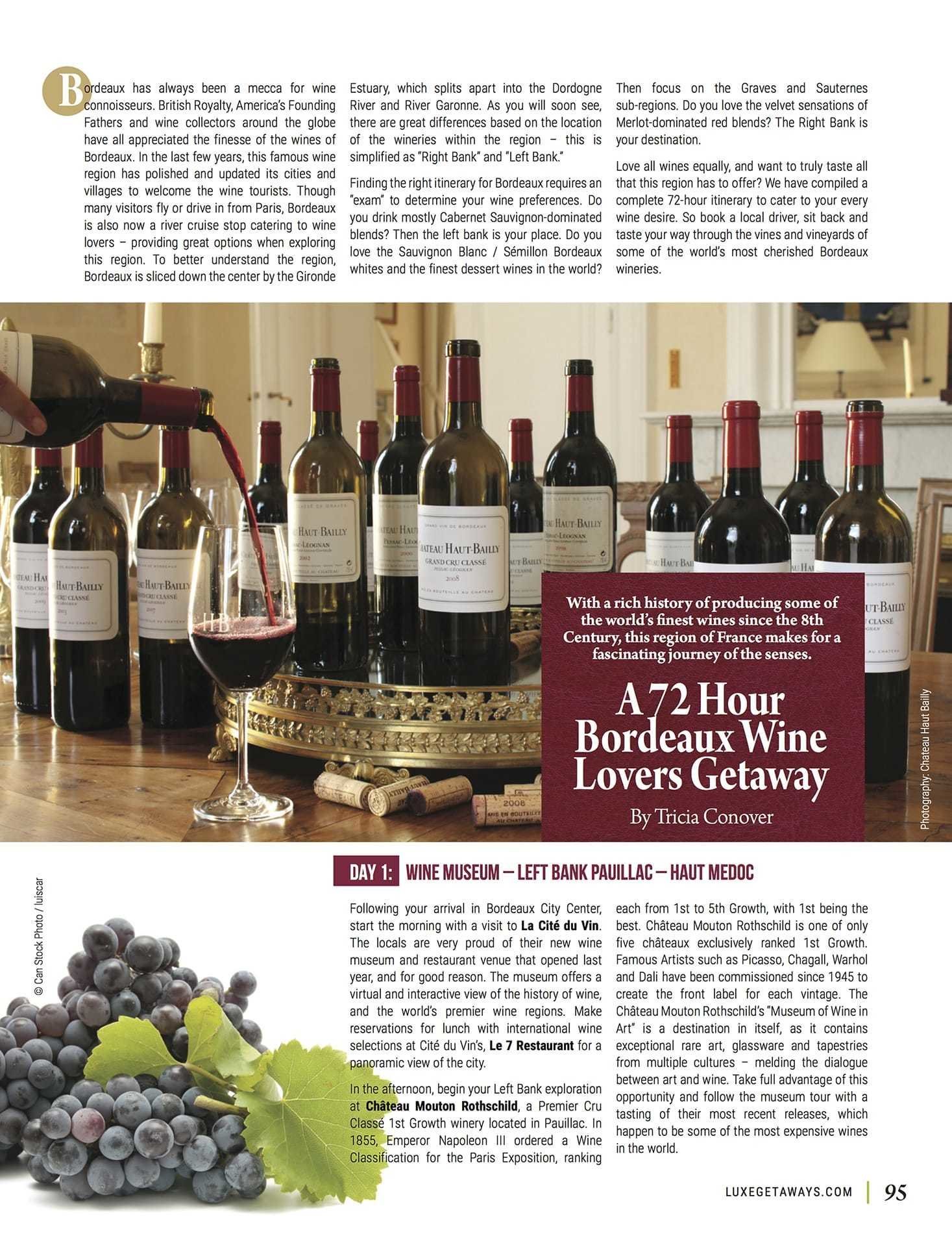 LuxeGetaways - Luxury Travel - Luxury Travel Magazine - Bordeaux Wine Getaway - Bordeaux Wine - wine travel France