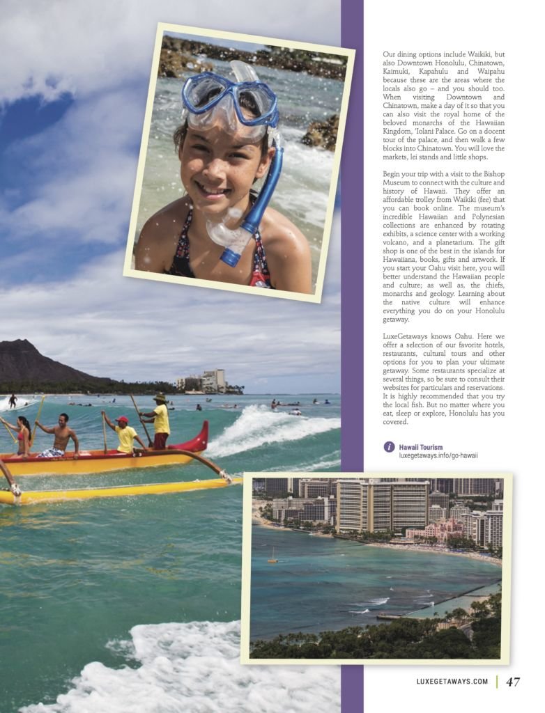 LuxeGetaways - Luxury Travel - Luxury Travel Magazine - Luxe Getaways - Luxury Lifestyle - Fall/Winter 2017 Magazine Issue - Digital Magazine - Travel Magazine - Honolulu - Hawaii - Honolulu Travel Guide, Michelle Winner