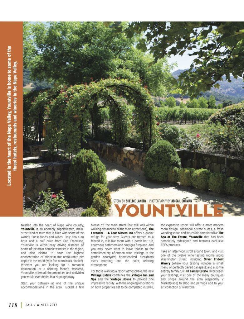 LuxeGetaways - Luxury Travel - Luxury Travel Magazine - Luxe Getaways - Luxury Lifestyle - Fall/Winter 2017 Magazine Issue - Digital Magazine - Travel Magazine - Yountville, Napa Valley, Abigail Dorman, Shelbie Landry